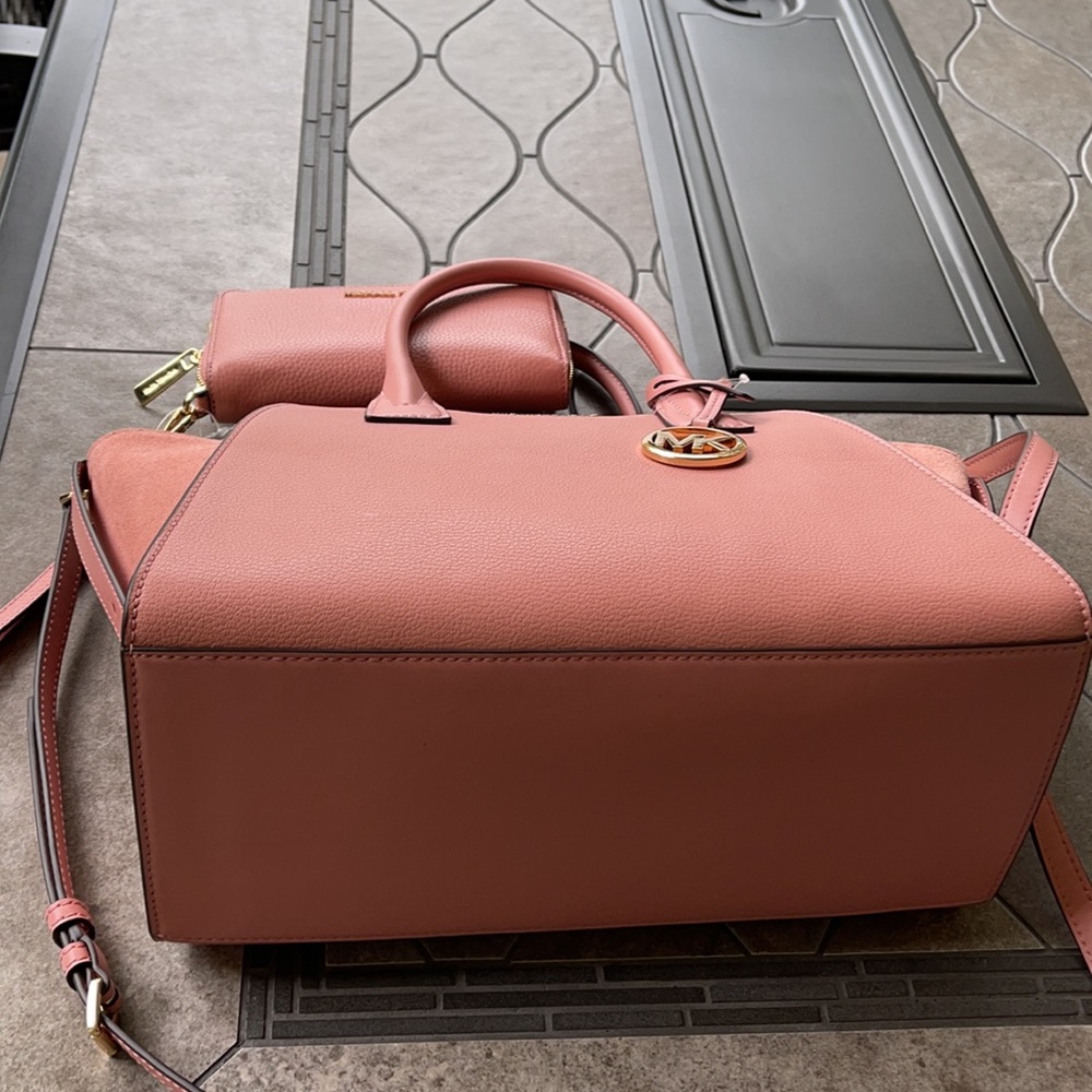 Michael Kors Avril Top Zip Satchel Shoulder Bag & Flat MF Phone Case Wallet - Picture 2 of 16